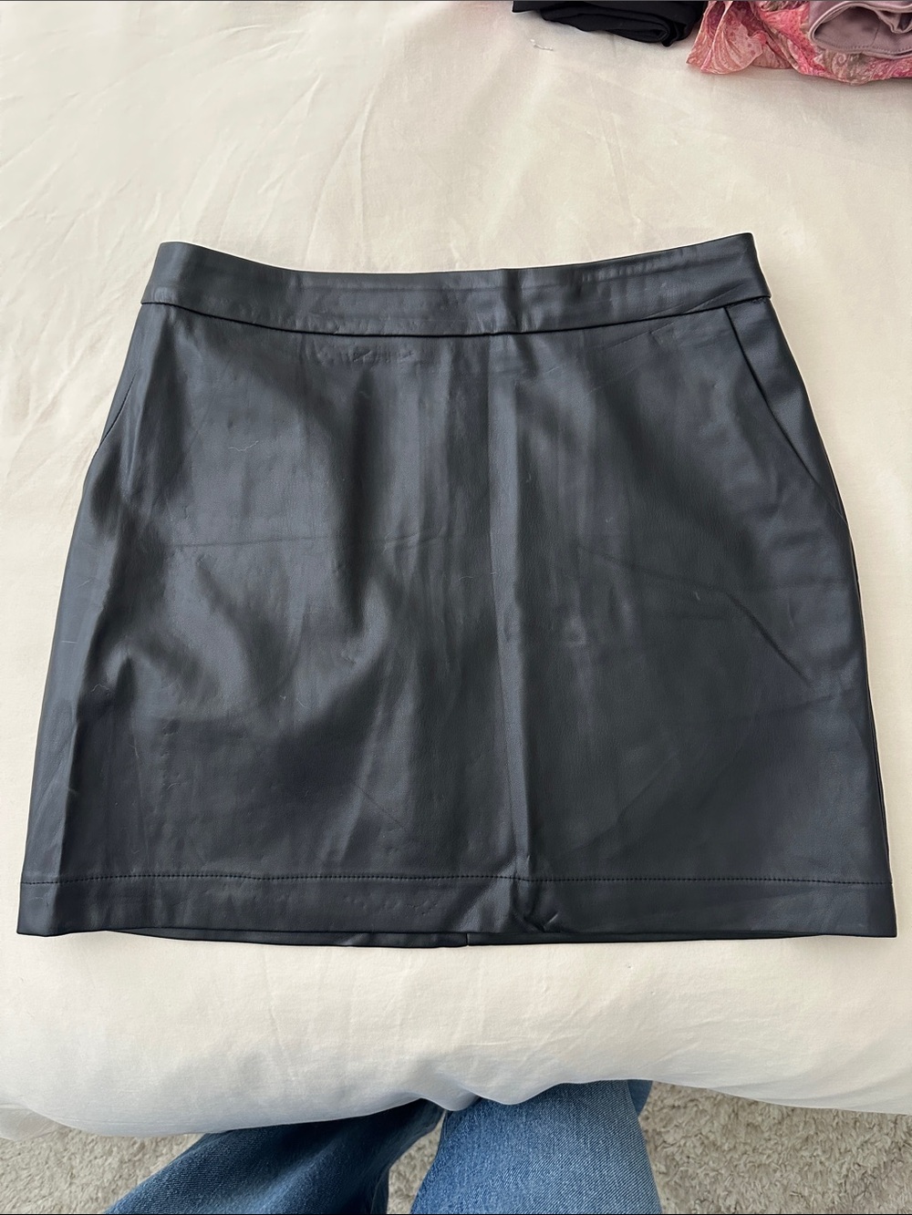 Etiquette Clothiers Black Faux Leather Mini Skirt